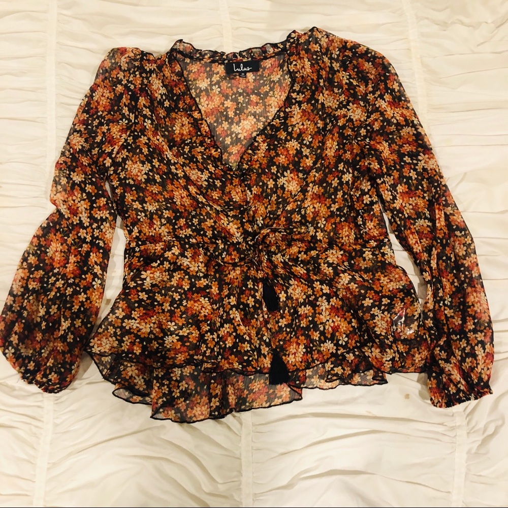Lulus sheer floral top - NWT!